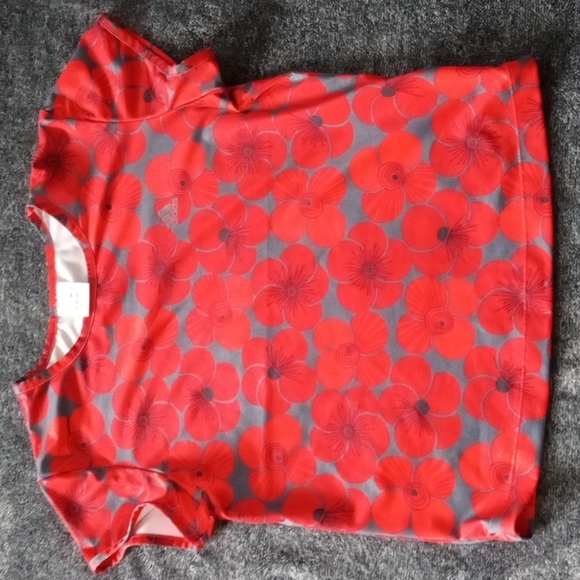 Y2K Adidas floral print top gray and red - Picture 1 of 8